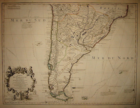 De l'Isle Guillaume (1675-1726) Carte du Paraguay, du Chili, du Detroit de Magellan &c. 1703 Parigi